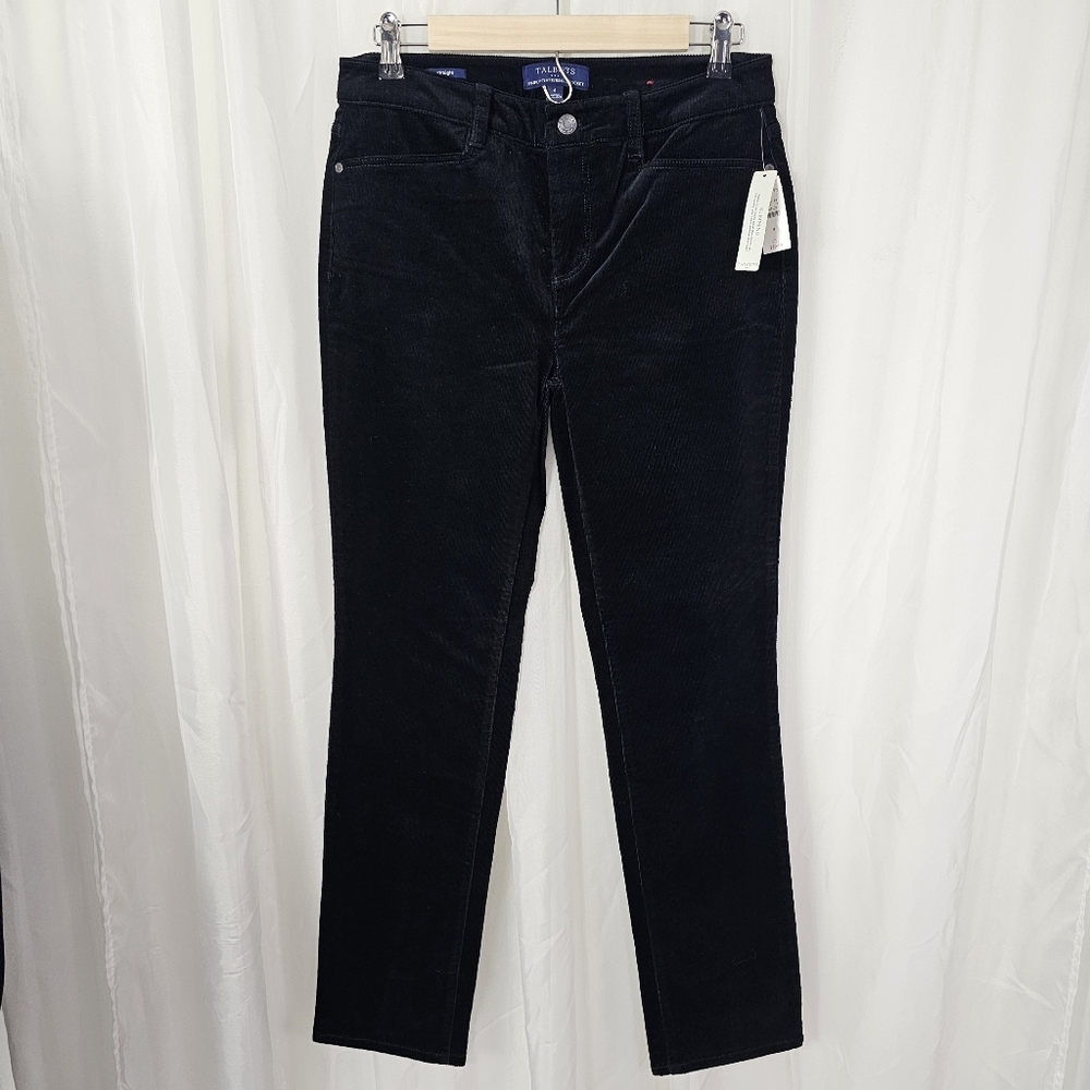 Talbots Simply Flattering 5-Pocket Straight Corduroy pant in black size 4